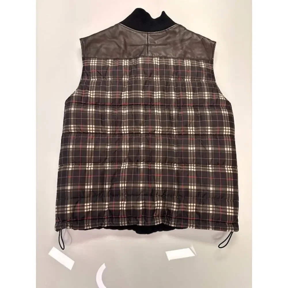 Givenchy Plaid Down Quilted Vest Full-Zip Pockets Black/Multicolor Mens Size 52 - Picture 15 of 16
